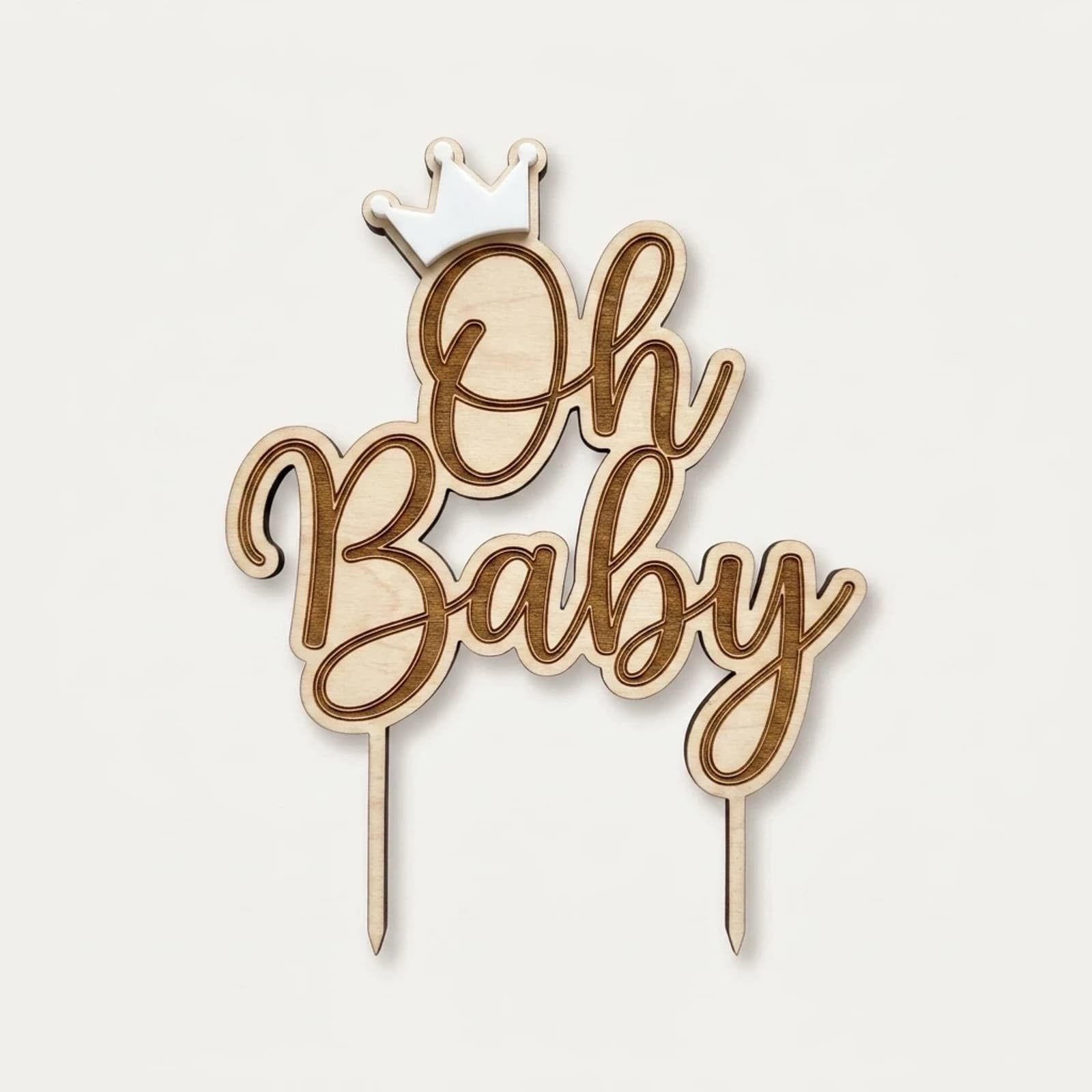 Ξύλινο Cake Topper Oh Baby